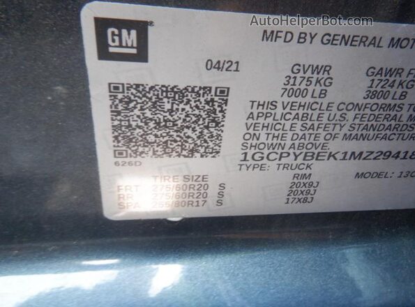 1GCPYBEK1MZ294183 2021 CHEVROLET SILVERADO  