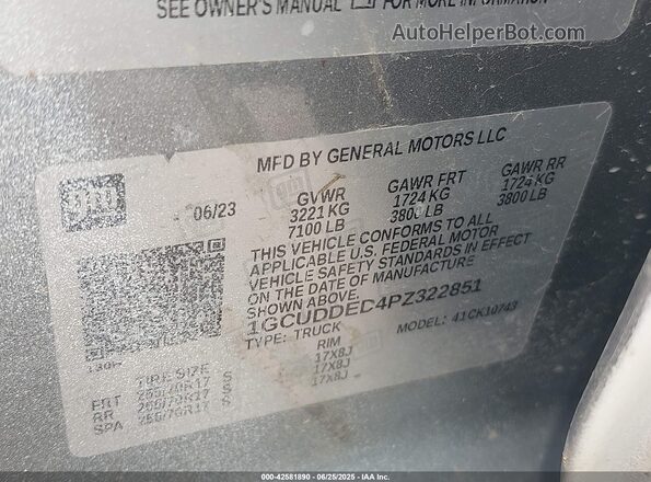 1GCUDDED4PZ322851 2023 CHEVROLET SILVERADO White Вид підкапотного простору
