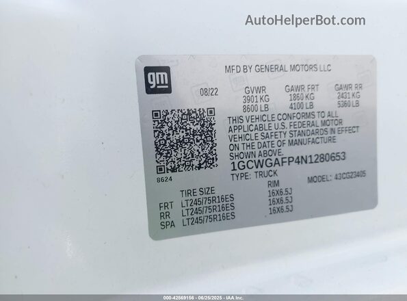 1GCWGAFP4N1280653 2022 CHEVROLET EXPRESS White Շարժիչի բաժամունքի տեսք