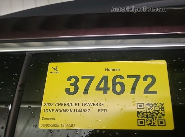 1GNEVGKW2NJ144532 2022 CHEVROLET TRAVERSE  