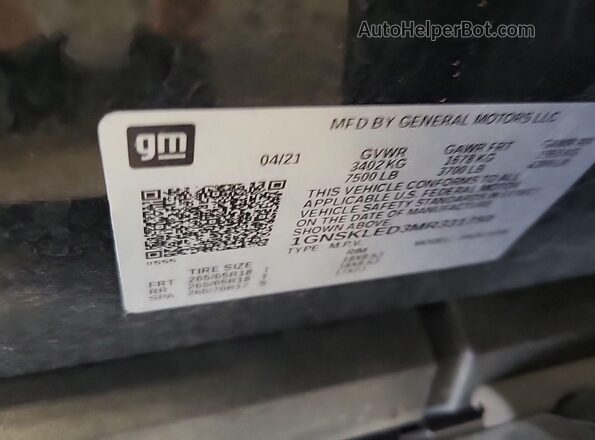 1GNSKLED3MR331759 2021 CHEVROLET TAHOE Black ძრავის განყოფილების ხედი