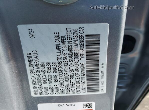 1HGCY1F42SA002093 2025 HONDA ACCORD Gray 