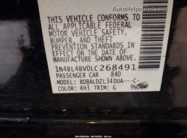 1N4BL4BV0LC268491 2020 NISSAN ALTIMA Black 
