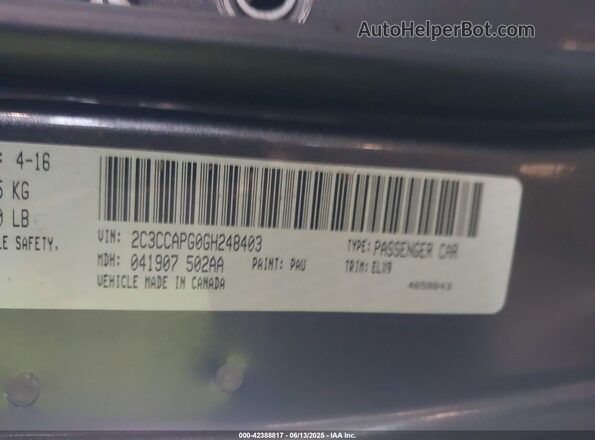 2C3CCAPG0GH248403 2016 CHRYSLER 300 Gray ძრავის განყოფილების ხედი