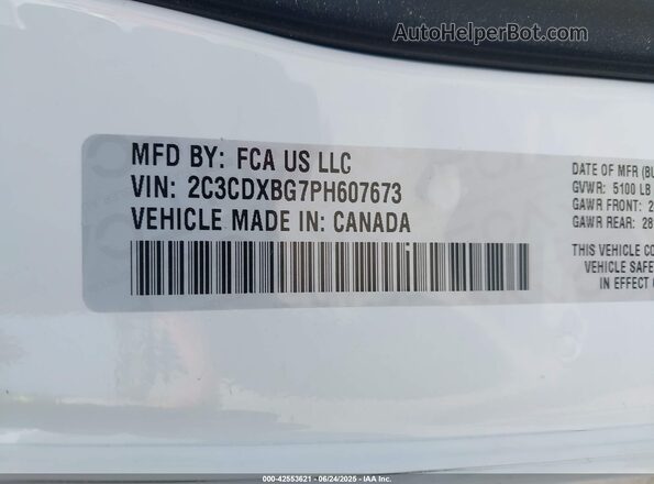 2C3CDXBG7PH607673 2023 DODGE CHARGER White Շարժիչի բաժամունքի տեսք
