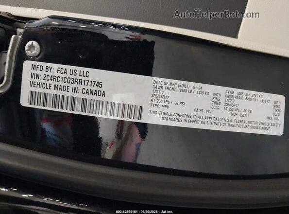 2C4RC1CG3RR171745 2024 CHRYSLER VOYAGER Black Engine compartment view
