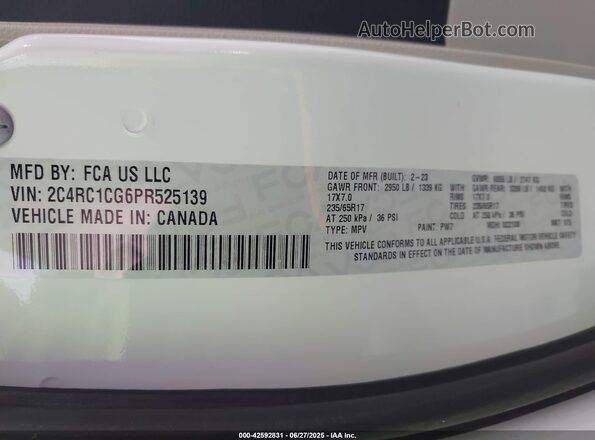 2C4RC1CG6PR525139 2023 CHRYSLER VOYAGER White Շարժիչի բաժամունքի տեսք