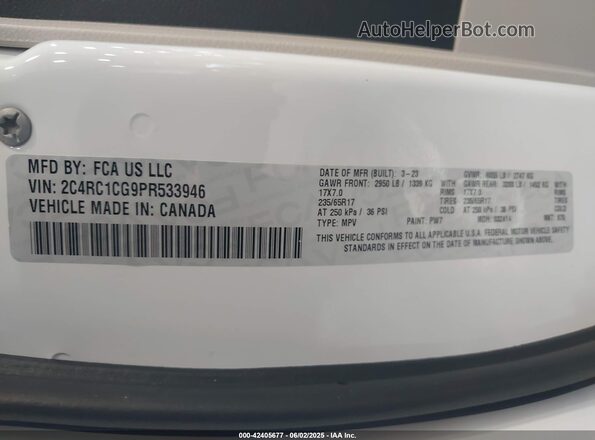 2C4RC1CG9PR533946 2023 CHRYSLER VOYAGER White ძრავის განყოფილების ხედი