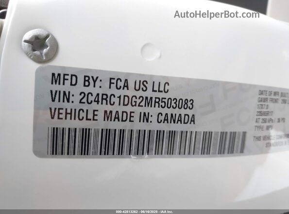 2C4RC1DG2MR503083 2021 CHRYSLER VOYAGER White 