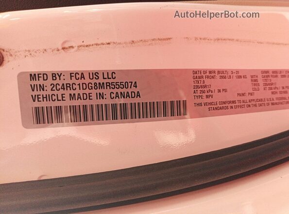 2C4RC1DG8MR555074 2021 CHRYSLER VOYAGER  უკანა მარჯვენა
