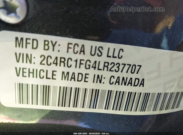2C4RC1FG4LR237707 2020 CHRYSLER PACIFICA Gray Widok komory silnika