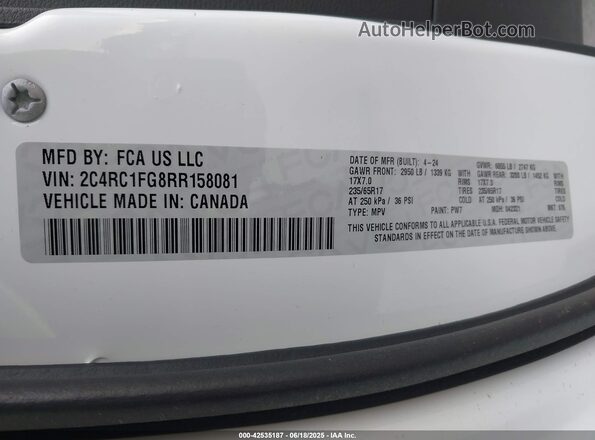 2C4RC1FG8RR158081 2024 CHRYSLER PACIFICA Белый Вид подкапотного пространства