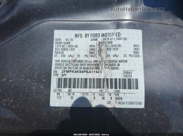 2FMPK4K94PBA11423 2023 FORD EDGE Gray Widok komory silnika