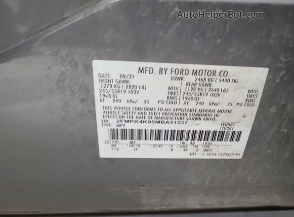 2FMPK4K95MBA51537 2021 FORD EDGE  