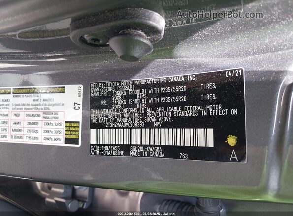 2T2HZMAA0MC208393 2021 LEXUS RX 350 Серый Вид подкапотного пространства
