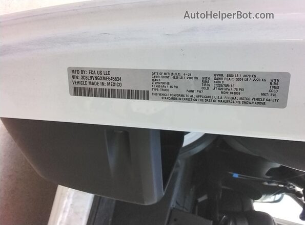 3C6LRVNGXME545634 2021 RAM PROMASTER 1500  