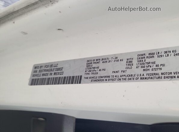 3C6TRVAG0LE138832 2020 RAM PROMASTER 1500  