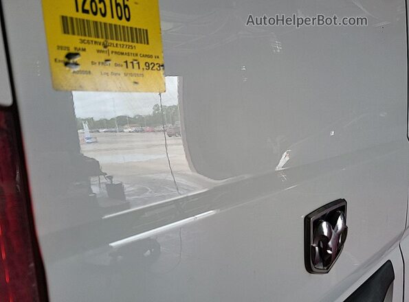 3C6TRVAG2LE127251 2020 RAM PROMASTER 1500  