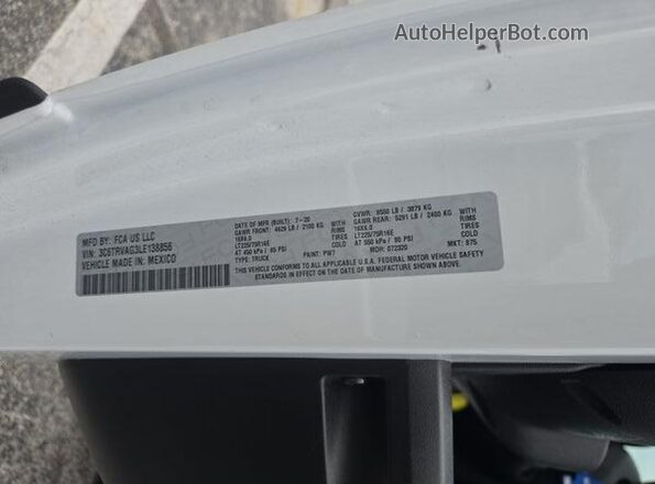 3C6TRVAG3LE138856 2020 RAM PROMASTER 1500  Вид ззаду