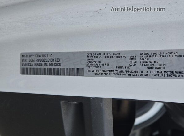 3C6TRVDG2LE131733 2020 RAM PROMASTER 2500  