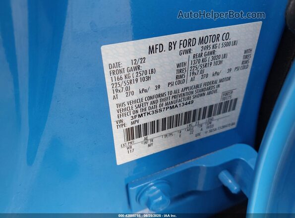 3FMTK3SS7PMA13449 2023 FORD MUSTANG MACH-E PREMI Light Blue 