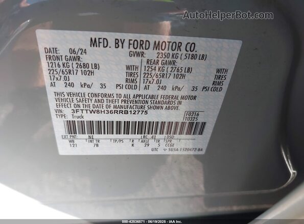 3FTTW8H36RRB12775 2024 FORD MAVERICK Gray ძრავის განყოფილების ხედი