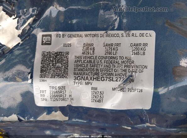 3GNAXHEG7SL272580 2025 CHEVROLET EQUINOX Синий Вид подкапотного пространства