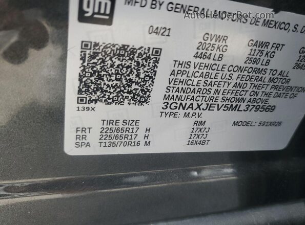 3GNAXJEV5ML379569 2021 CHEVROLET EQUINOX  