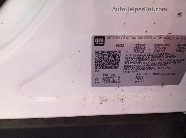 3GNAXUEG9PL103757 2023 CHEVROLET EQUINOX  Vista del cuadro de instrumentos