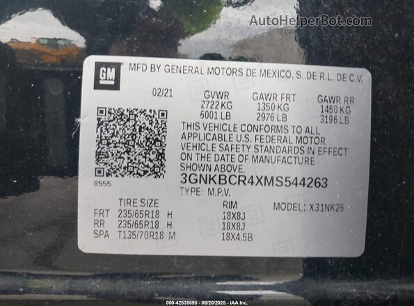 3GNKBCR4XMS544263 2021 CHEVROLET BLAZER Черный Вид подкапотного пространства