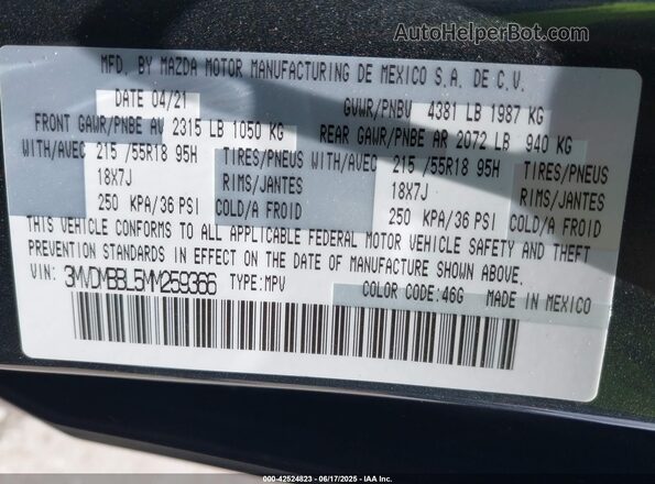 3MVDMBBL5MM259366 2021 MAZDA CX-30 Gray Вид підкапотного простору