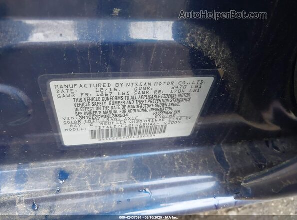 3N1CE2CP0KL358534 2019 NISSAN VERSA NOTE Blue Vista del compartimento del motor