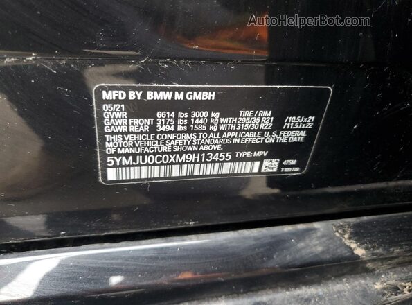 5YMJU0C0XM9H13455 2021 BMW X5 Black 