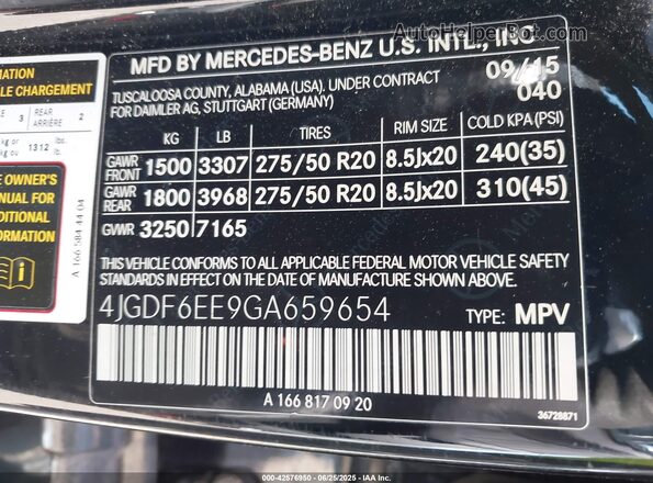 4JGDF6EE9GA659654 2016 MERCEDES-BENZ GL 450 Черный Вид подкапотного пространства