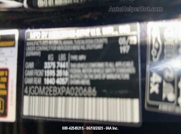 4JGDM2EBXPA020686 2023 MERCEDES-BENZ EQS 450 SUV Black VIN կոդի պիտակի տեսք