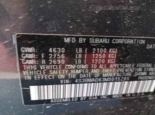 4S3BWAD63M3015785 2021 SUBARU LEGACY  Вид задней части салона