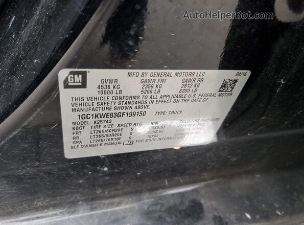 1GC1KWE83GF199150 2016 CHEVROLET ALL MODELS Black 