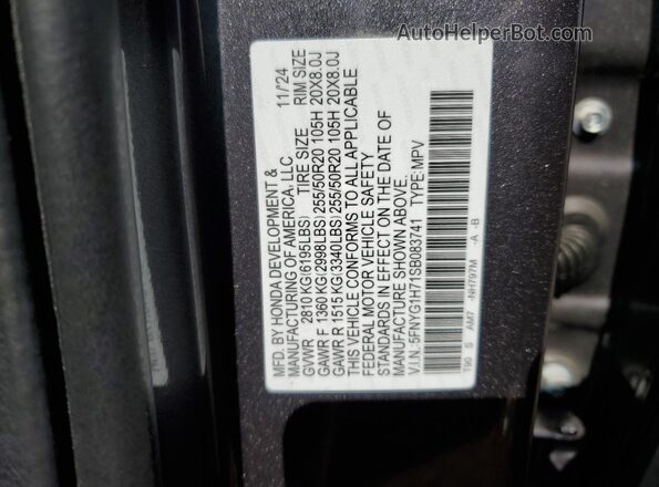 5FNYG1H71SB083741 2025 HONDA PILOT Charcoal 