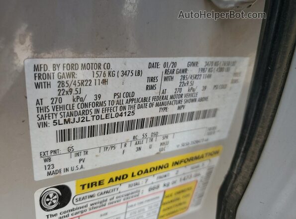 5LMJJ2LT0LEL04125 2020 LINCOLN NAVIGATOR Cream Շարժիչի բաժամունքի տեսք
