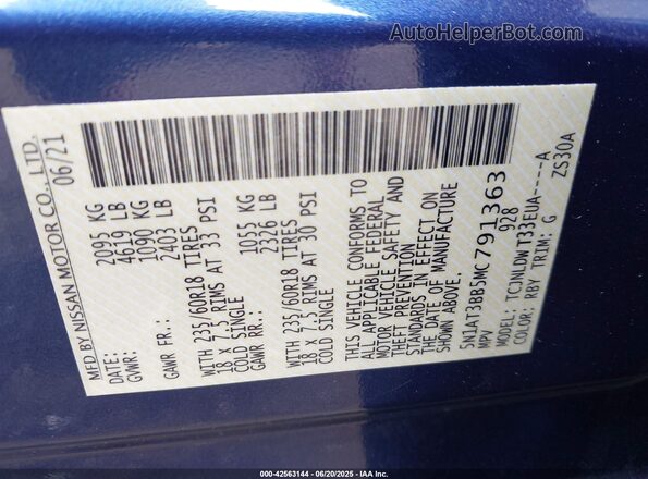 5N1AT3BB5MC791363 2021 NISSAN ROGUE Blue Widok komory silnika