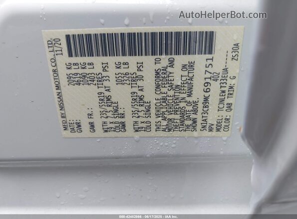 5N1AT3CB9MC691751 2021 NISSAN ROGUE White Շարժիչի բաժամունքի տեսք