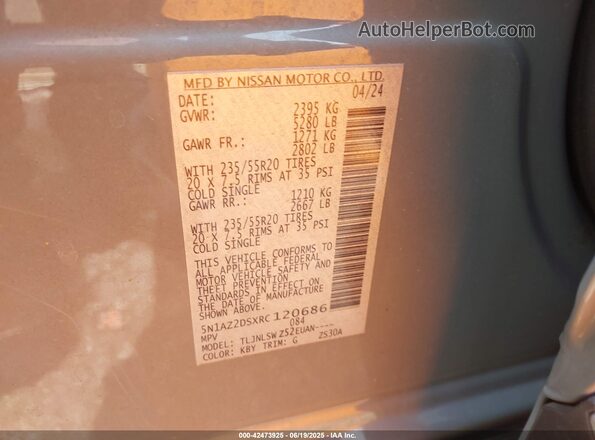 5N1AZ2DSXRC120686 2024 NISSAN MURANO Gray 
