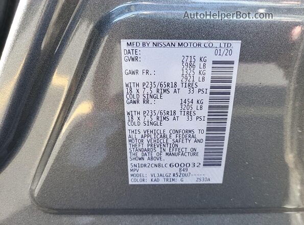 5N1DR2CN8LC600032 2020 NISSAN PATHFINDER  