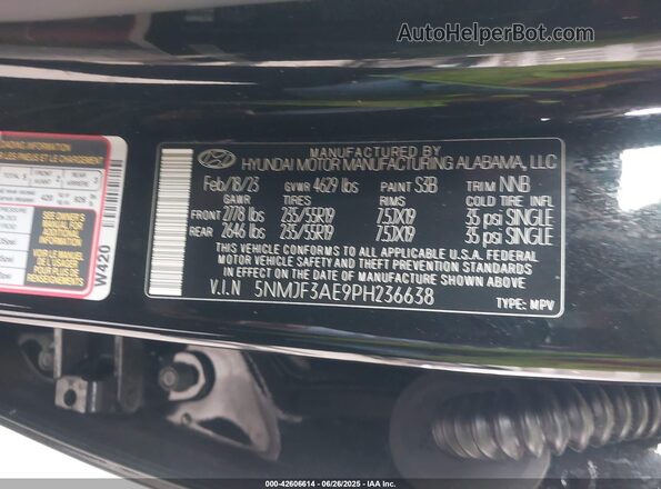 5NMJF3AE9PH236638 2023 HYUNDAI TUCSON Black Вид підкапотного простору