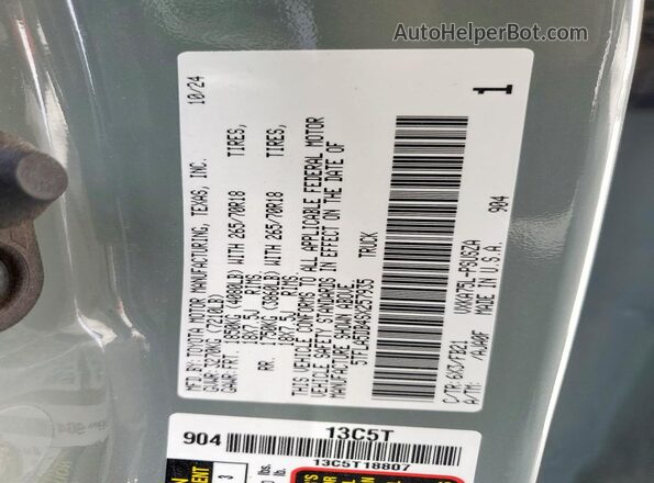 5TFLA5DB4SX257935 2025 TOYOTA TUNDRA Бирюзовый Вид подкапотного пространства