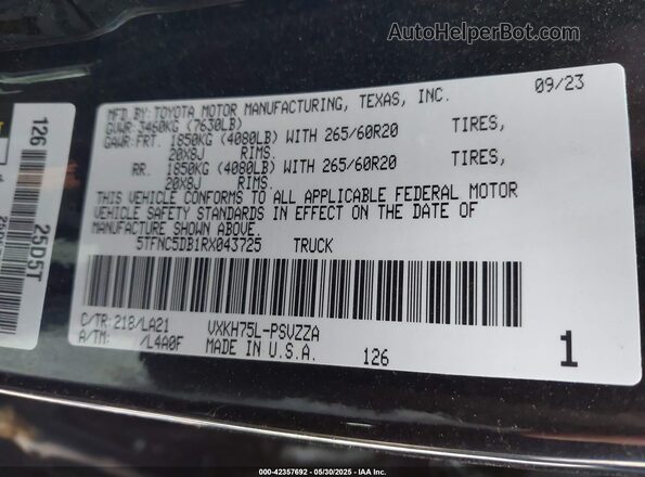 5TFNC5DB1RX043725 2024 TOYOTA TUNDRA HYBRID Черный Вид подкапотного пространства