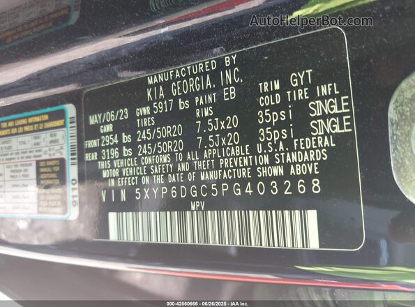 5XYP6DGC5PG403268 2023 KIA TELLURIDE Black 