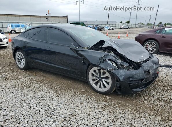 5YJ3E1EA4MF917357 2021 TESLA MODEL Черный Передняя правая четверть
