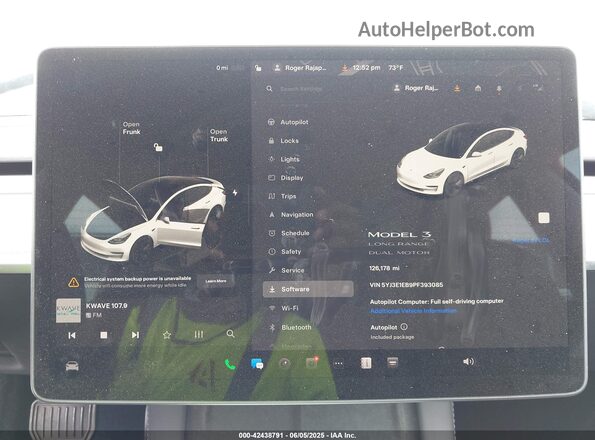 5YJ3E1EB9PF393085 2023 TESLA MODEL 3 White Вид задніх сидінь