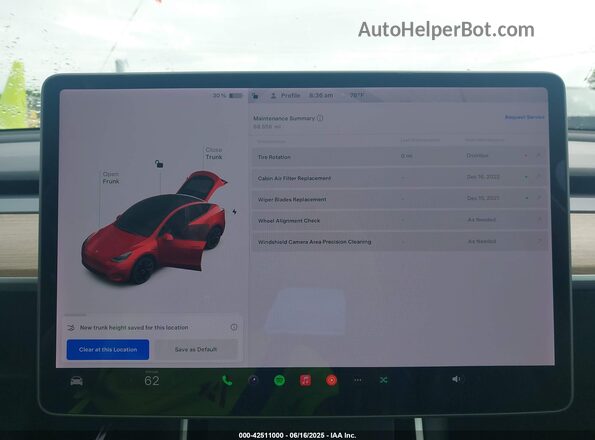 5YJYGDEE3MF092447 2021 TESLA MODEL Y Красный Вид задних сидений